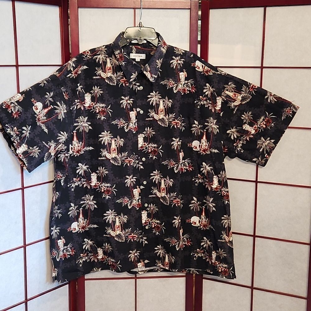 Pierre Cardin Casual Hawaiian 2XL Button Up Short Sleeve Cotton Top